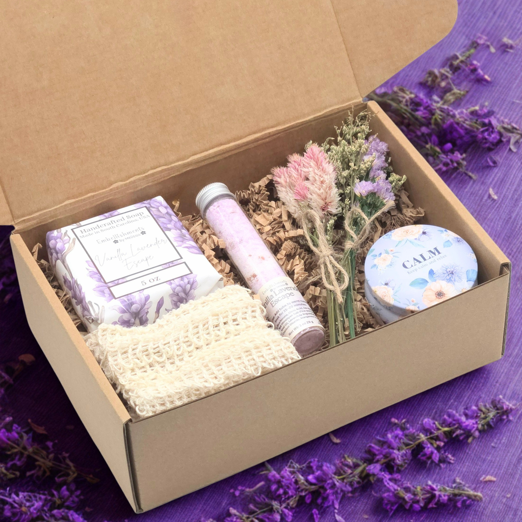 Vanilla Lavender Escape Gift Box for Mom | Calming Self Care Gift Set
