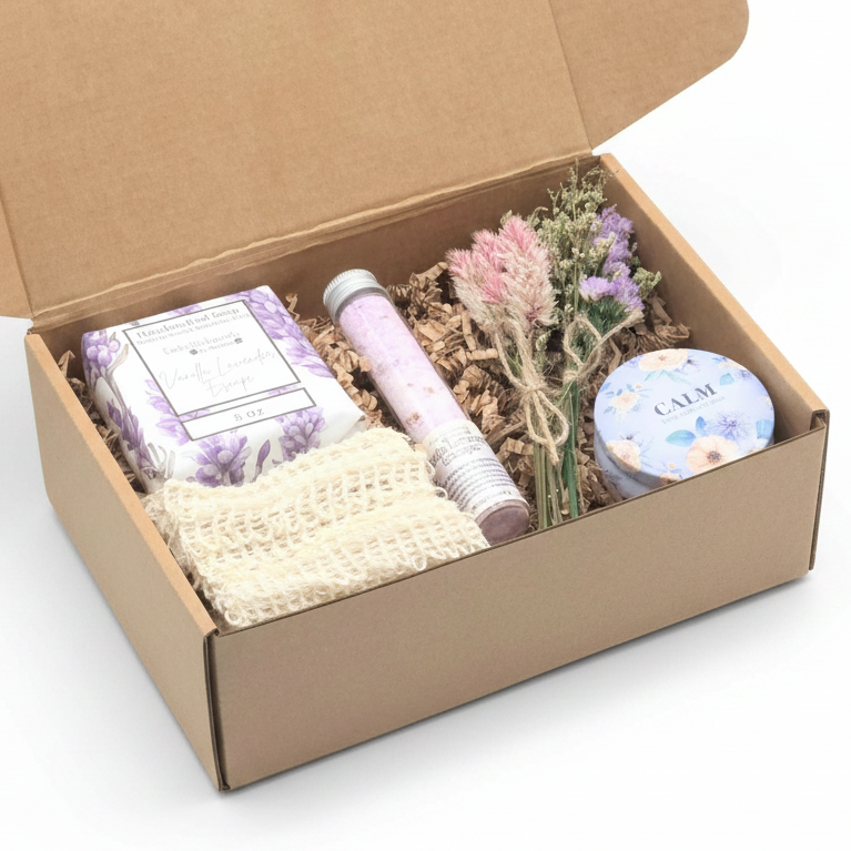 Vanilla Lavender Escape Gift Box for Mom Relaxing Self Care Gift Set