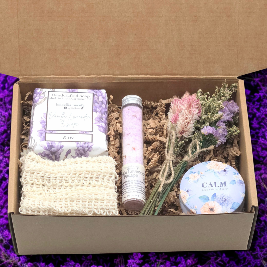 Vanilla Lavender Escape Gift Box for Mom | Calming Self Care Gift Set