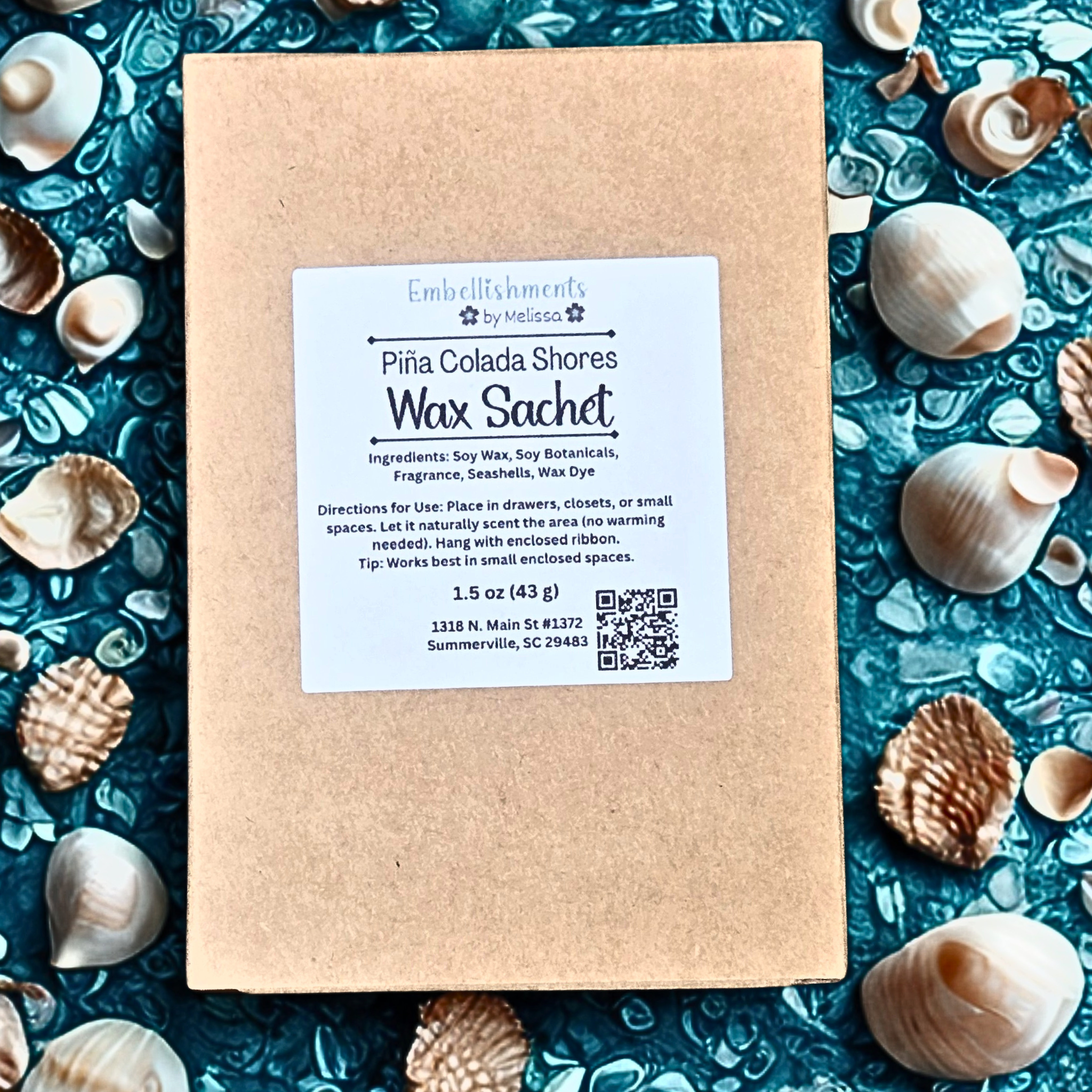 Piña Colada Shores Wax Sachet, – Wedding, Bridal Shower & Baby Shower Favors | Long-Lasting Home Fragrance Gifts 1.5 oz (43 g)