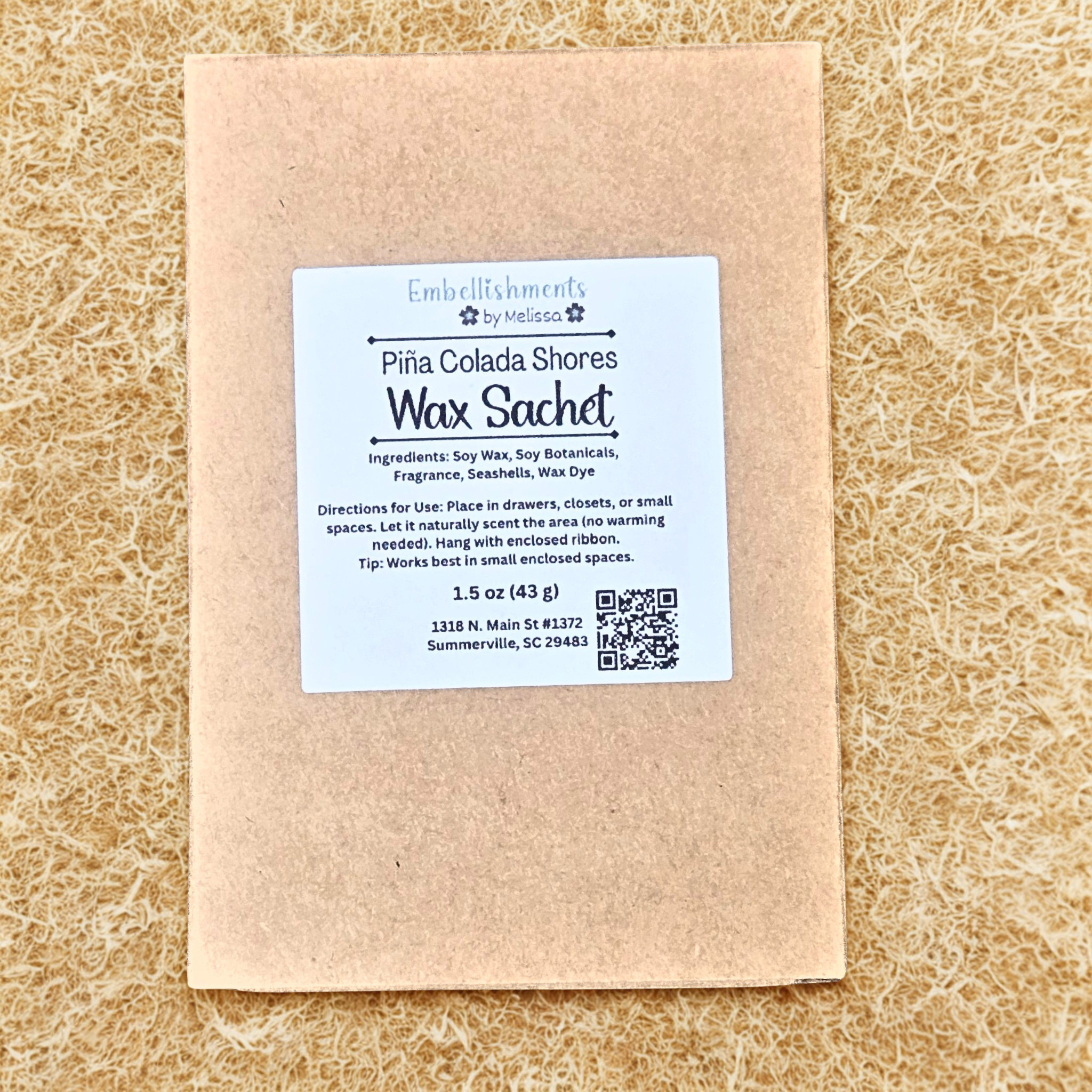Piña Colada Shores Wax Sachet, – Wedding, Bridal Shower & Baby Shower Favors | Long-Lasting Home Fragrance Gifts 1.5 oz (43 g)