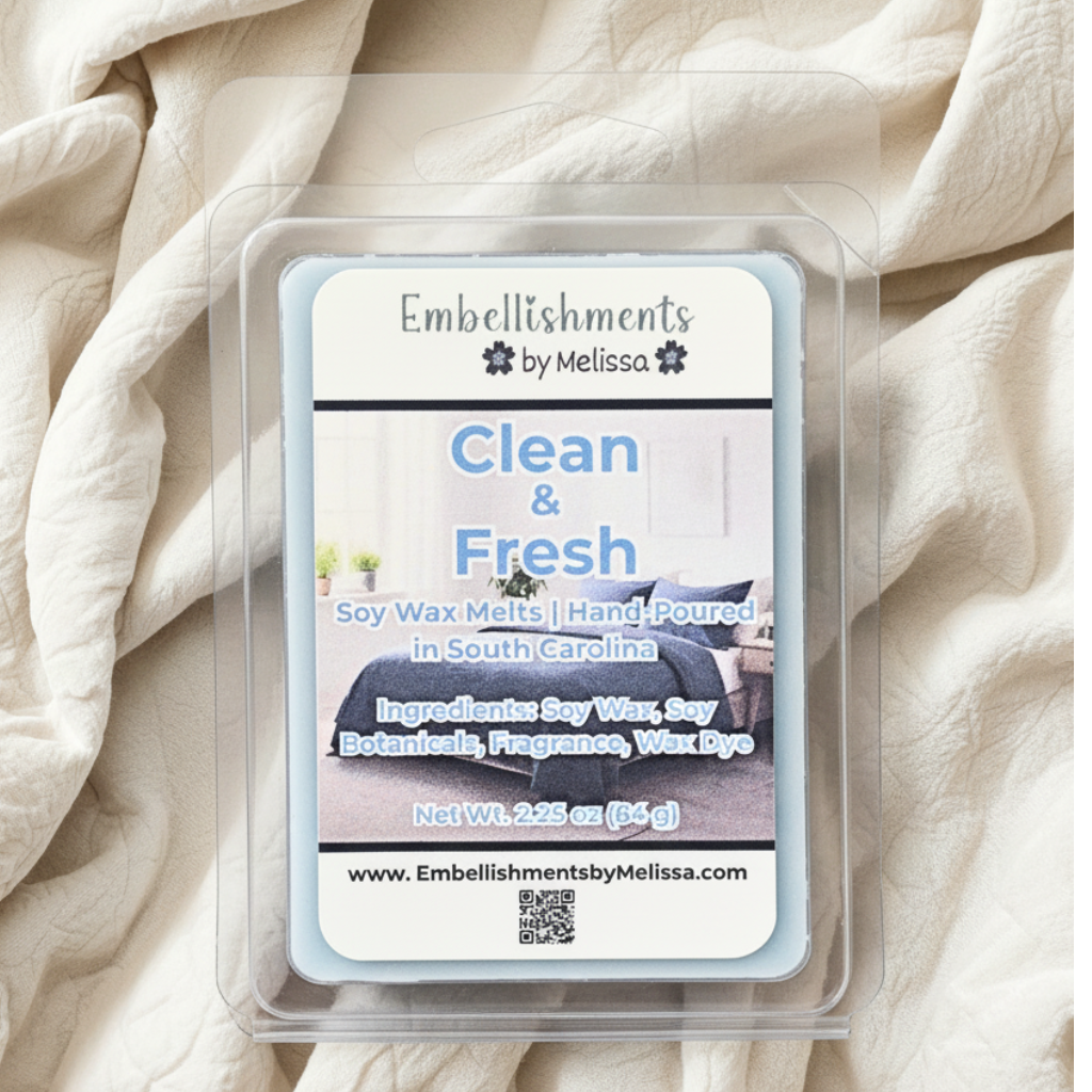 Clean & Fresh Soy Wax Melts – Light, Refreshing Home Fragrance for Wax Warmers 2.25 oz (64 g)