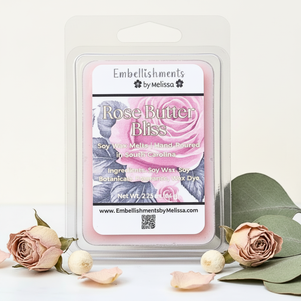 Rose Butter Bliss Soy Wax Melts – Romantic Floral Rose Scent | Perfect for Relaxation & Gifting 2.25 oz (64 g)