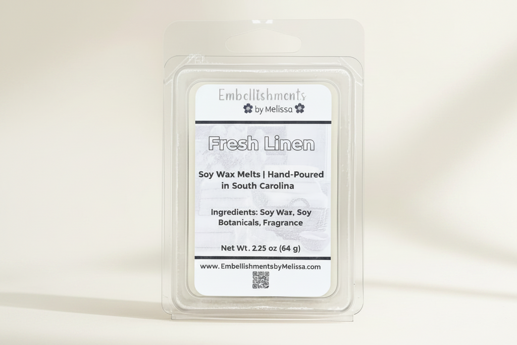 Fresh Linen Soy Wax Melts – Clean Cotton Scent, Natural Soy Home Fragrance 2.25 oz (64 g)