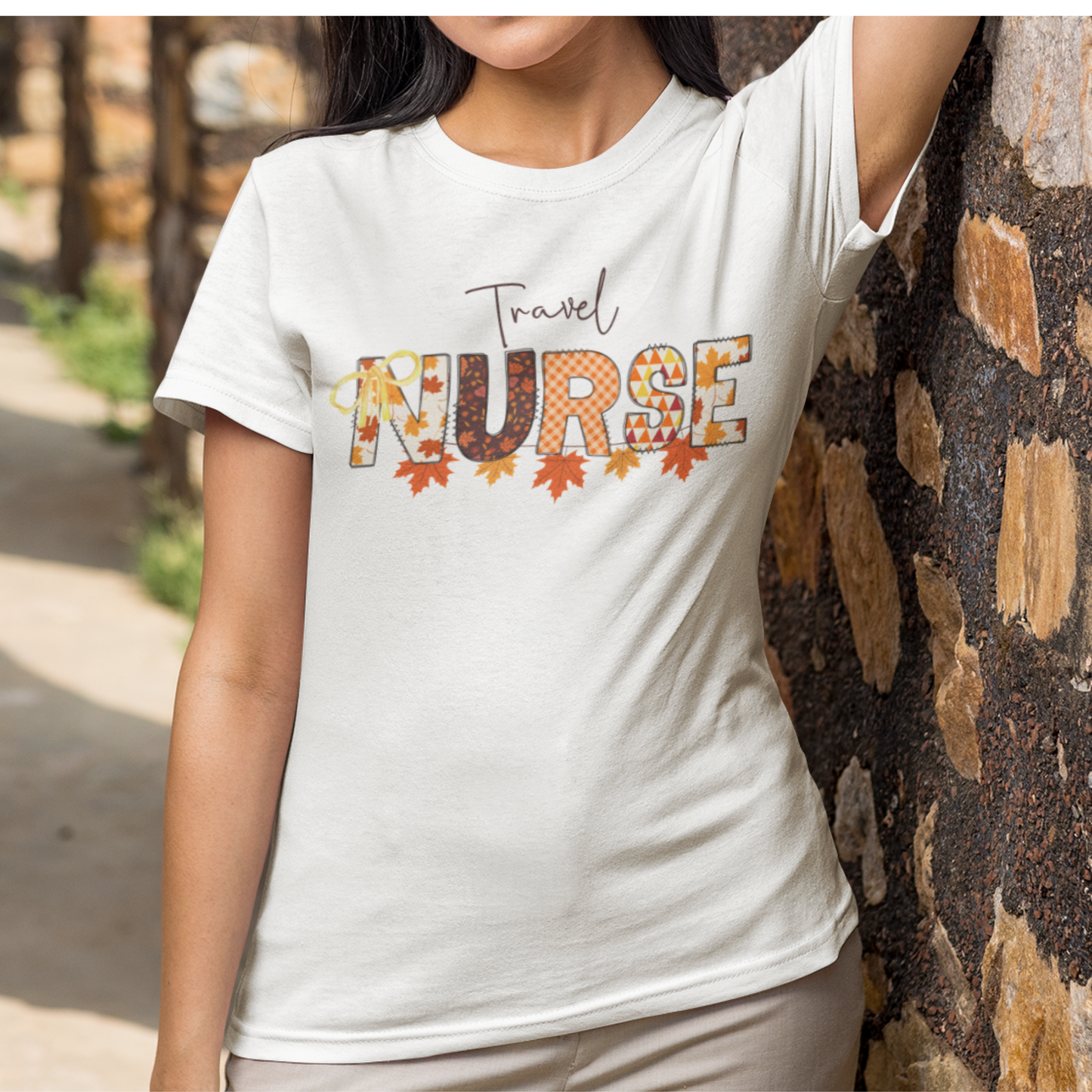 Fall Travel Nurse T-Shirt for women.