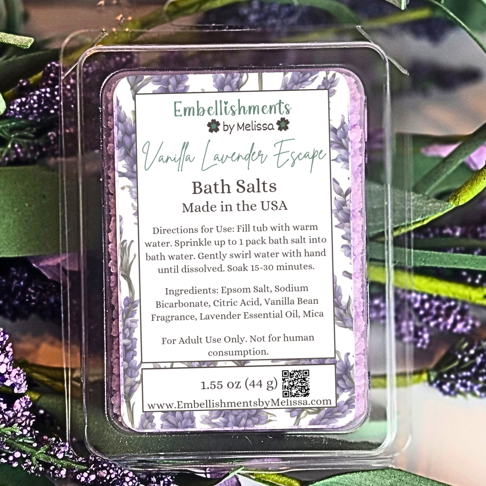 Vanilla Lavender Scented Bath Salt – Spa-Quality Relaxation 1.55 oz (44 g)