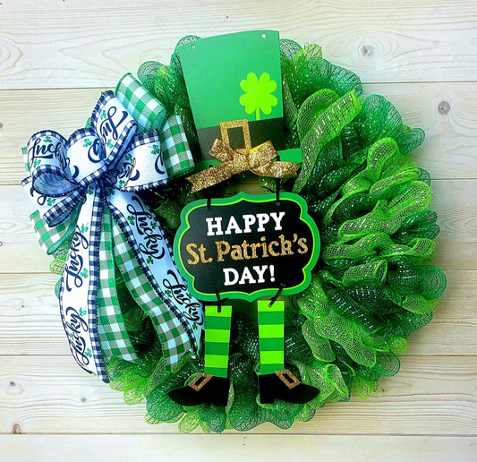 St. Patty's Day Wreath, Festive Wreath, St Patrick's Day, Green Wreath