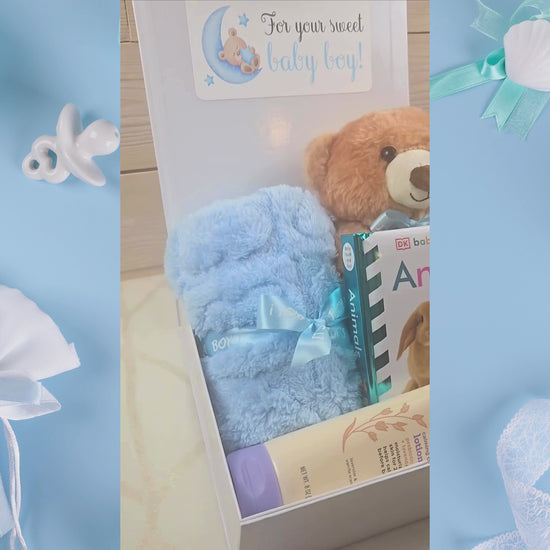 Gift box for baby shower for boy.