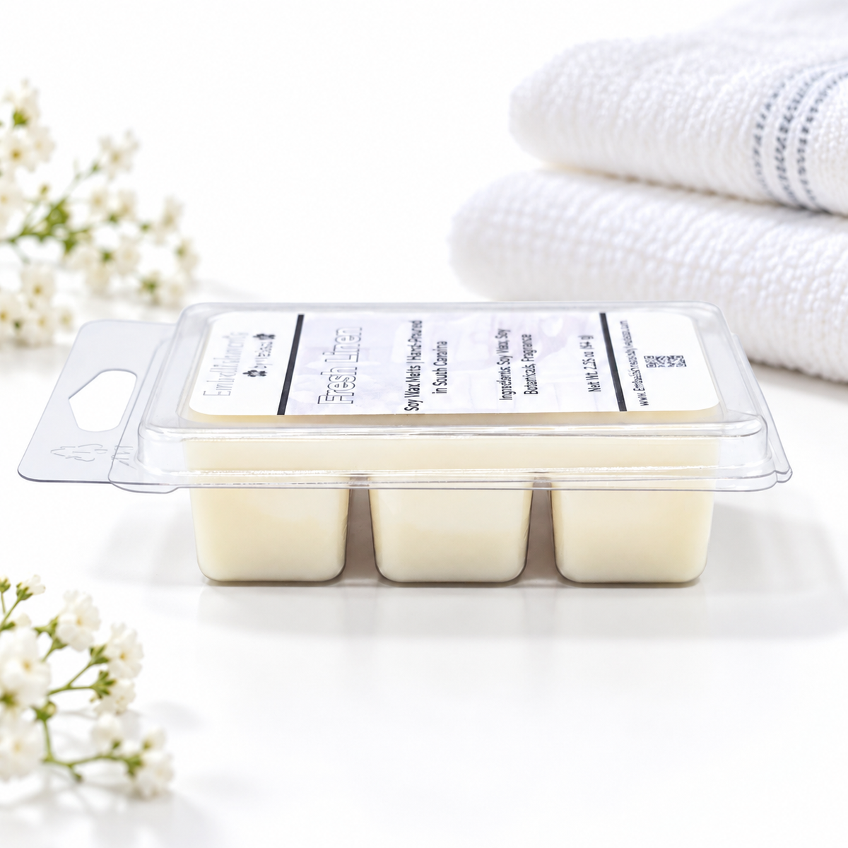 Fresh Linen Soy Wax Melts – Clean Cotton Scent, Natural Soy Home Fragrance 2.25 oz (64 g)