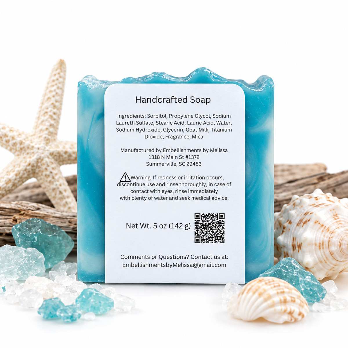 Crystal Surf | Handcrafted Ocean-Inspired Goat Milk Soap (5 oz)