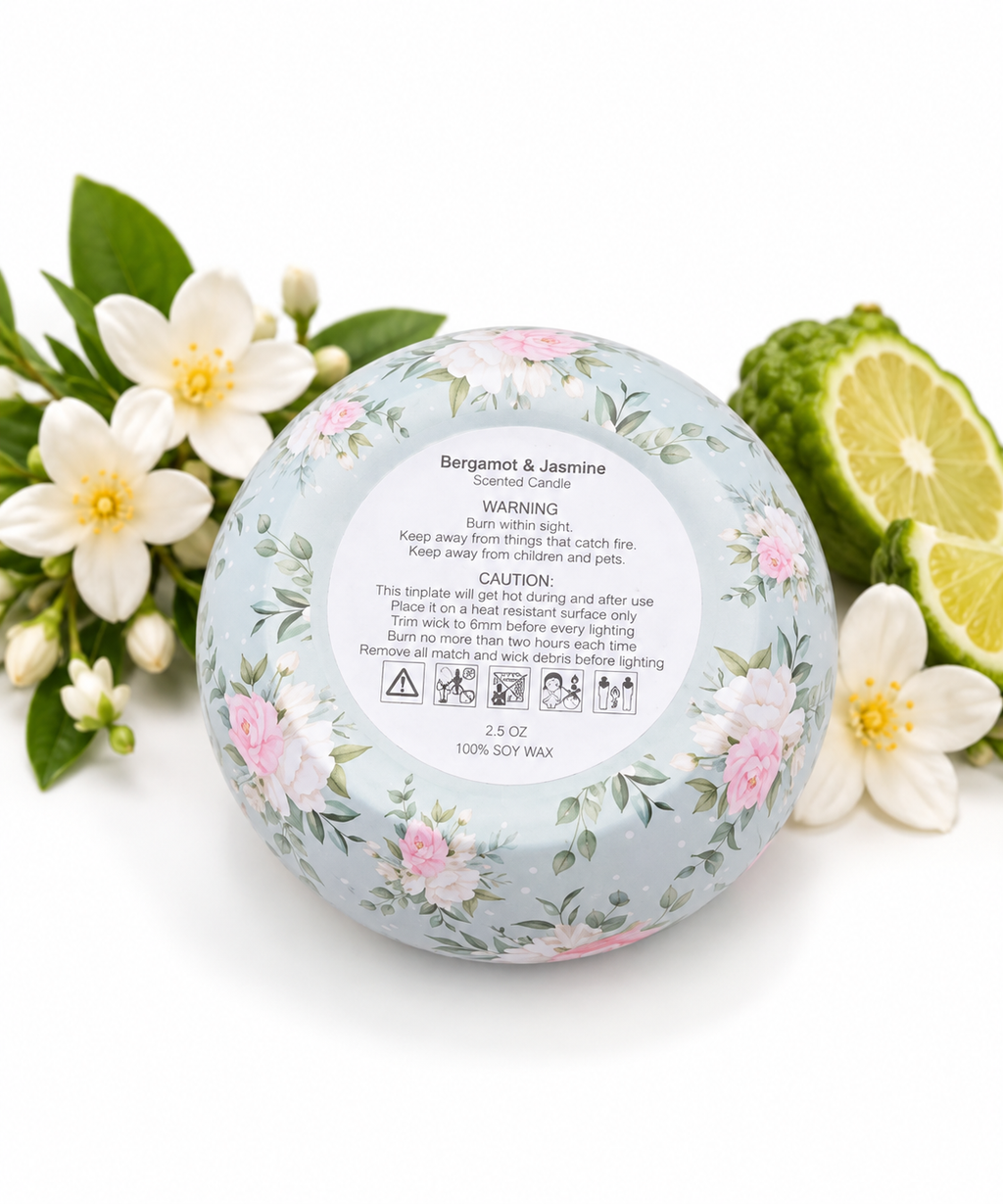 Floral Tin Candles – 2 oz Scented Candles in Assorted Fragrances