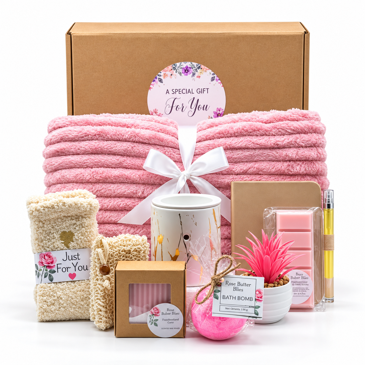 Cozy Self-Care Gift Box with Wax Melt Warmer & Handmade Essentials