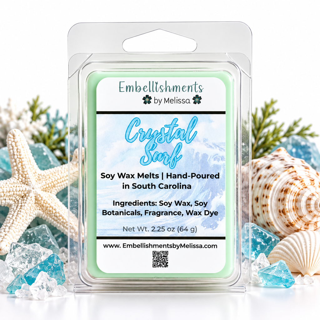 Crystal Surf Soy Wax Melts – Ocean Breeze Scented Home Fragrance  2.25 oz (64 g)