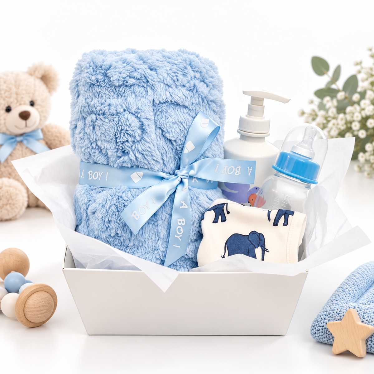 Soft Blue Newborn Gift Set for Baby Boys