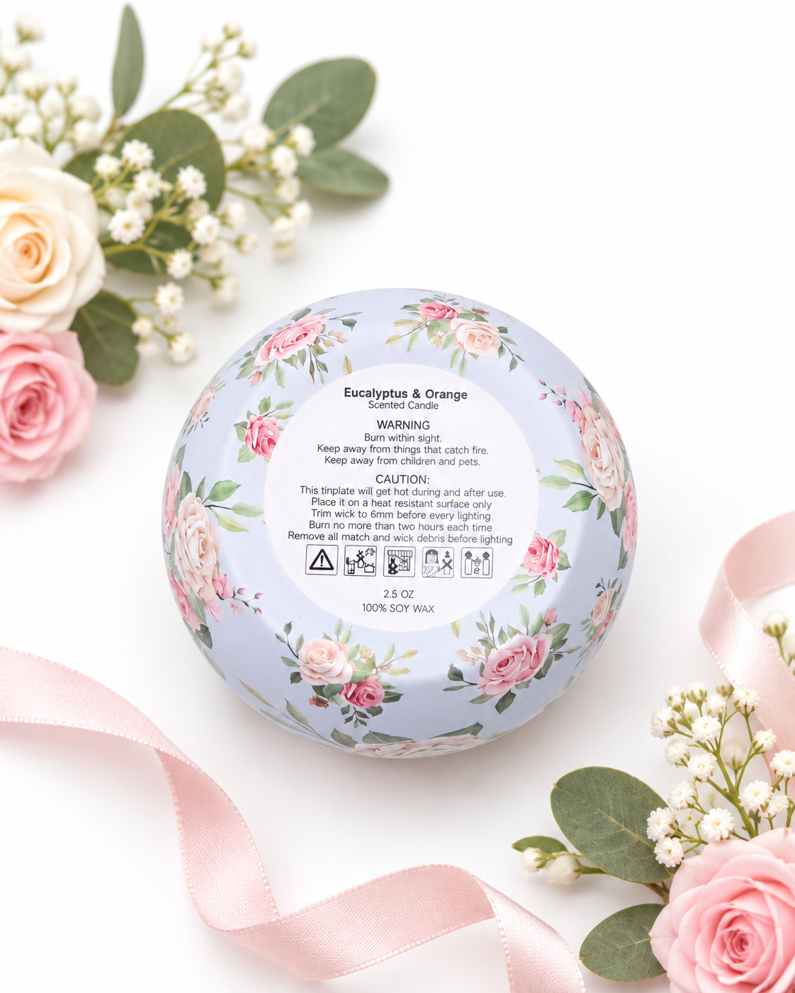 Floral Tin Candles – 2 oz Scented Candles in Assorted Fragrances
