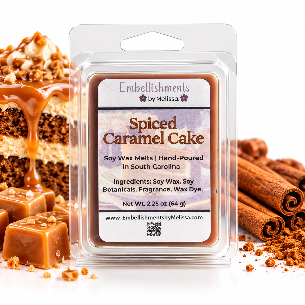Spiced Caramel Cake Soy Wax Melts – Warm Dessert Scent 2.25 oz (64 g)