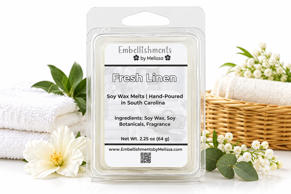 Fresh Linen Soy Wax Melts – Clean Cotton Scent, Natural Soy Home Fragrance 2.25 oz (64 g)