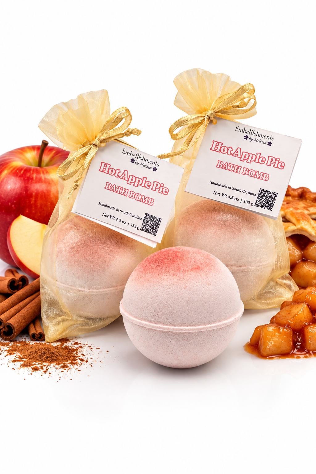 Hot Apple Pie Bath Bomb – Fall Apple Cinnamon Scented Bath Bomb