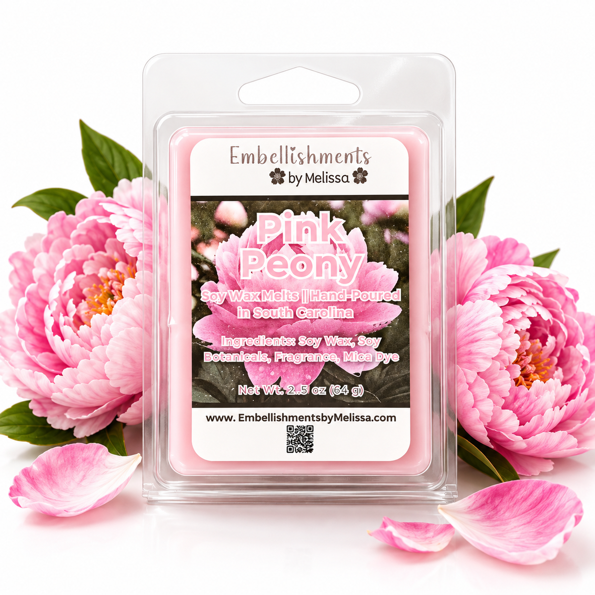Pink Peony Floral Wax Melts – Elegant Spring Home Fragrance 2.25 oz (64 g)