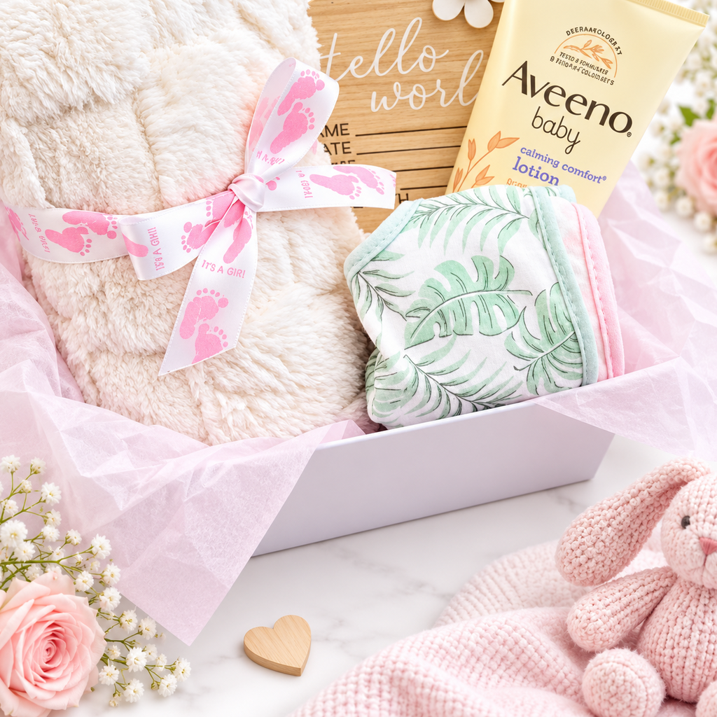New Baby Girl Gift Basket Baby Shower Gift Box for New Parents